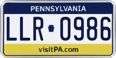 PA license plate LLR0986