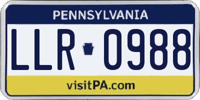 PA license plate LLR0988