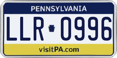 PA license plate LLR0996