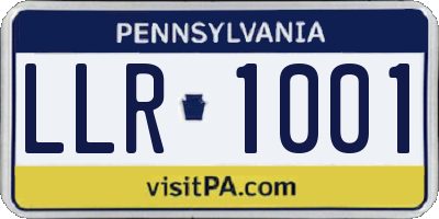 PA license plate LLR1001