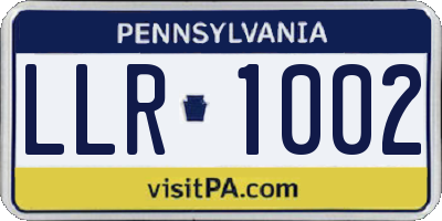PA license plate LLR1002