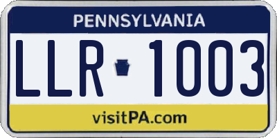 PA license plate LLR1003