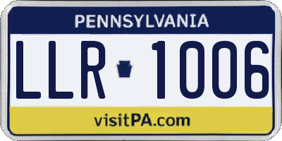 PA license plate LLR1006