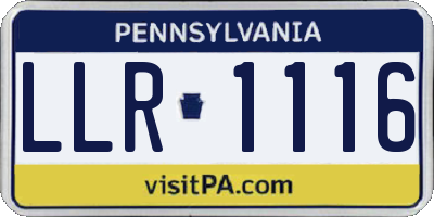 PA license plate LLR1116