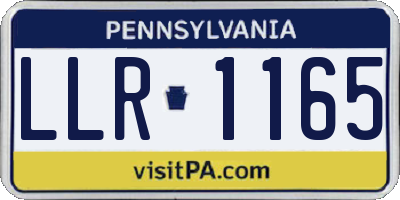 PA license plate LLR1165