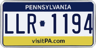 PA license plate LLR1194