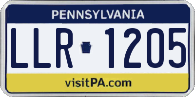 PA license plate LLR1205
