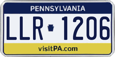 PA license plate LLR1206