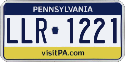PA license plate LLR1221