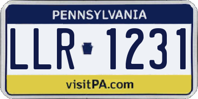PA license plate LLR1231