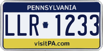 PA license plate LLR1233