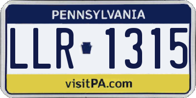 PA license plate LLR1315