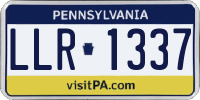 PA license plate LLR1337
