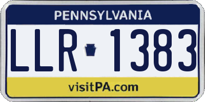 PA license plate LLR1383