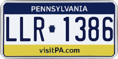 PA license plate LLR1386