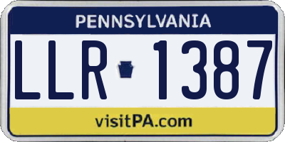 PA license plate LLR1387
