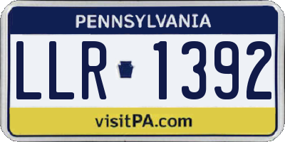 PA license plate LLR1392