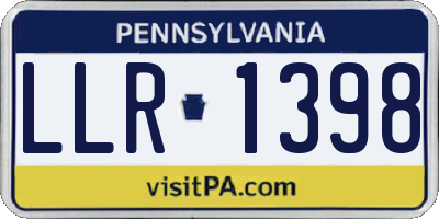 PA license plate LLR1398