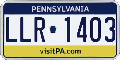 PA license plate LLR1403