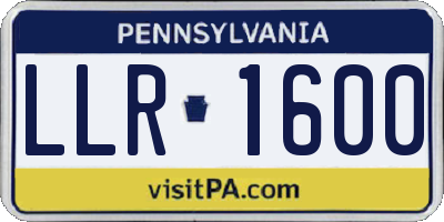 PA license plate LLR1600