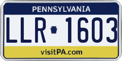 PA license plate LLR1603