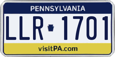 PA license plate LLR1701