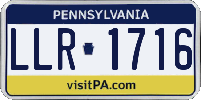 PA license plate LLR1716