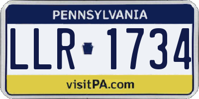 PA license plate LLR1734
