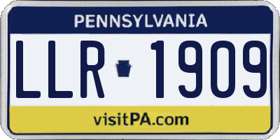 PA license plate LLR1909