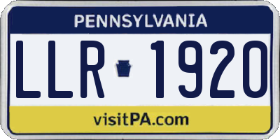 PA license plate LLR1920