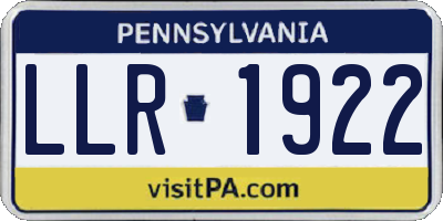 PA license plate LLR1922