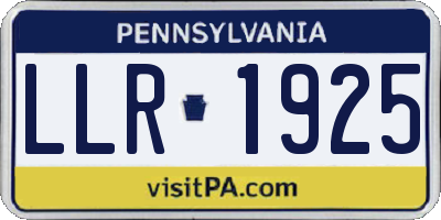 PA license plate LLR1925