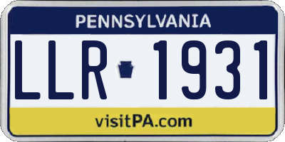 PA license plate LLR1931