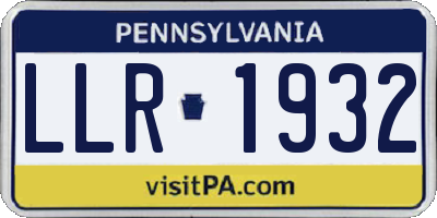 PA license plate LLR1932