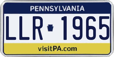 PA license plate LLR1965