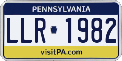 PA license plate LLR1982