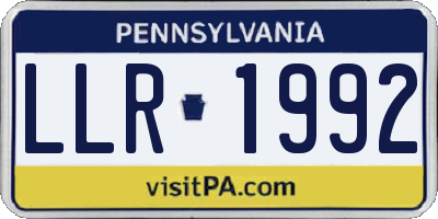 PA license plate LLR1992