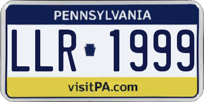 PA license plate LLR1999