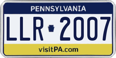 PA license plate LLR2007