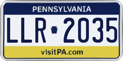 PA license plate LLR2035