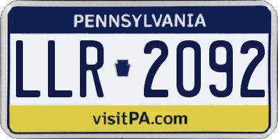 PA license plate LLR2092
