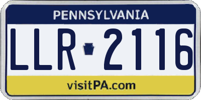 PA license plate LLR2116