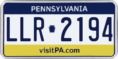 PA license plate LLR2194