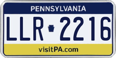 PA license plate LLR2216