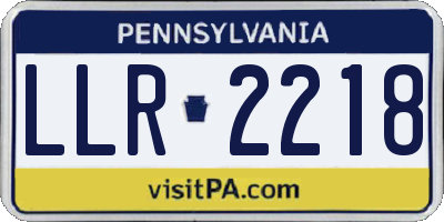 PA license plate LLR2218