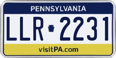 PA license plate LLR2231