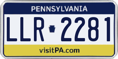 PA license plate LLR2281