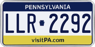 PA license plate LLR2292