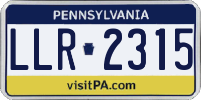 PA license plate LLR2315
