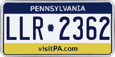PA license plate LLR2362